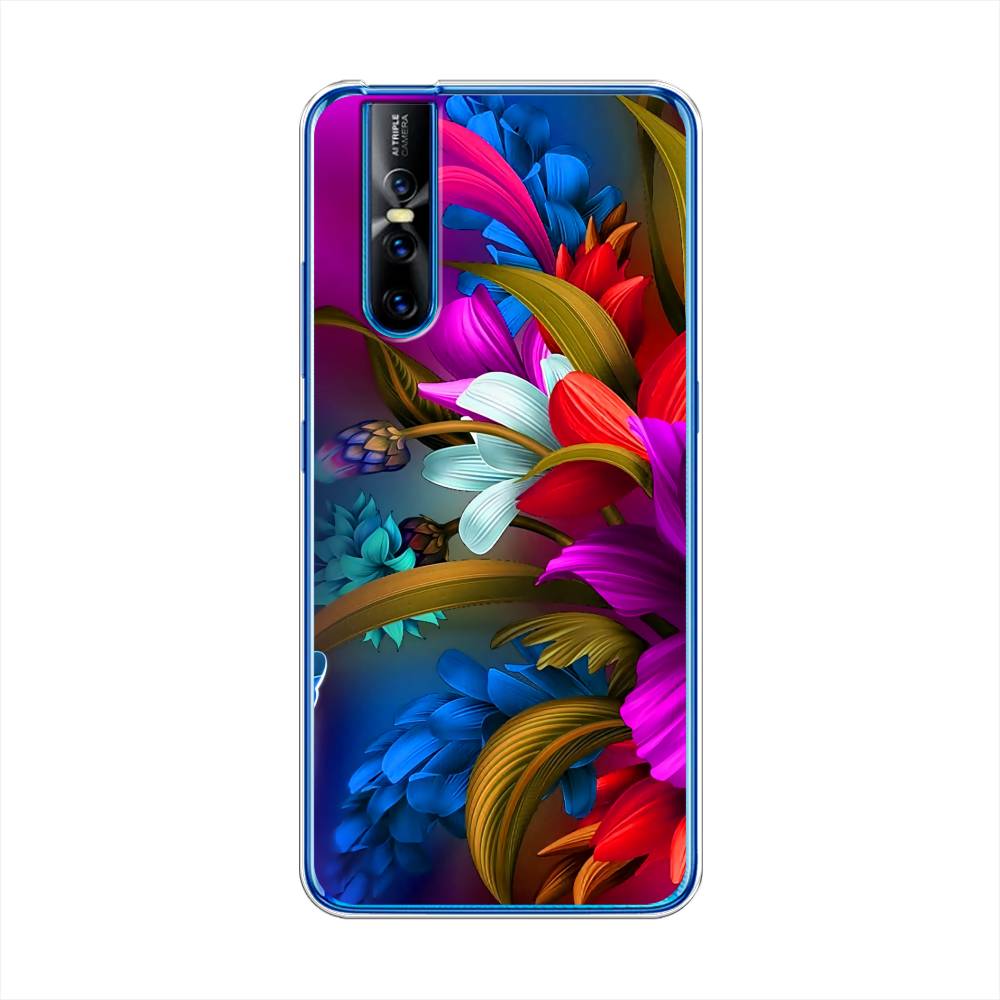 

Чехол для Vivo V15 Pro "Фантастические цветы", Фиолетовый;красный;синий, 261150-2