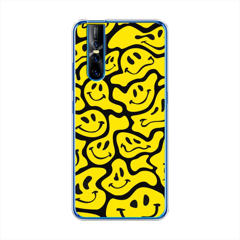 

Чехол для Vivo V15 Pro "Расплывчатые смайлики желтые", Черный;желтый, 261150-6