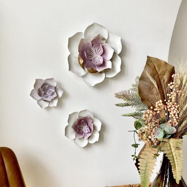 Настенный декор Цветы лотоса 3d Morning панно набор из 3 шт. цвет Белый с фиолетовым цен