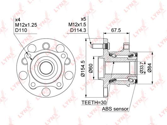 

Подшипник ступицы LYNXAUTO WH1063