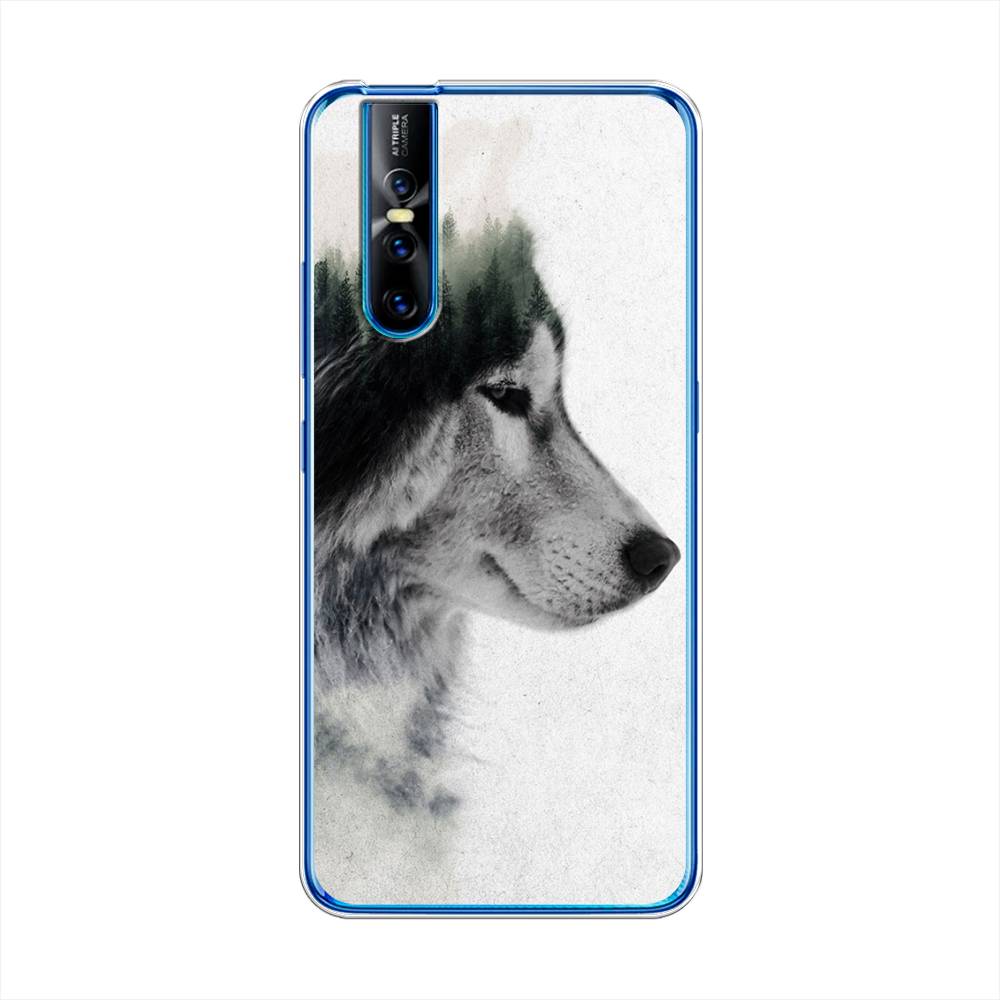 

Чехол для Vivo V15 Pro "Волк лес", Серый;белый, 261150-1