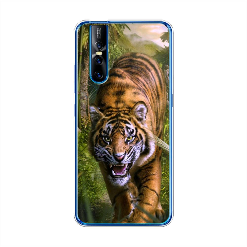 

Чехол для Vivo V15 Pro "Тигр в джунглях 2", Оранжевый;зеленый, 261150-1