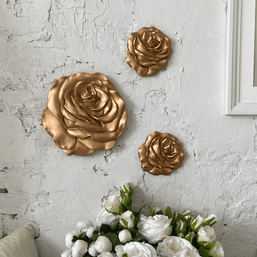 Настенный декор Цветы розы Shine панно набор из 2 шт. цвет Золото