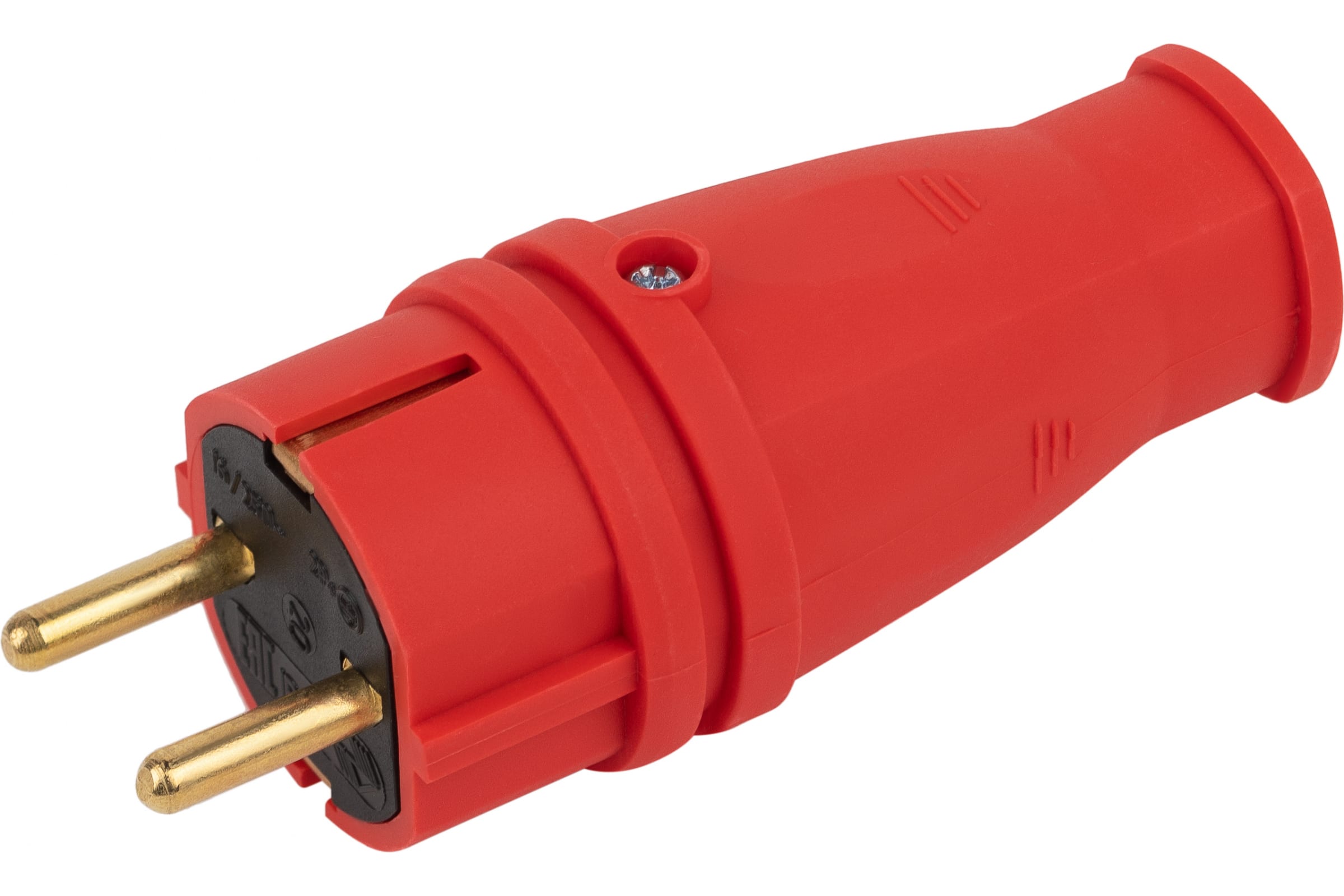 ЭРА Вилка каучуковая c заземлением VX10-R-IP44 16А IP44 прямая красная, Б0055415