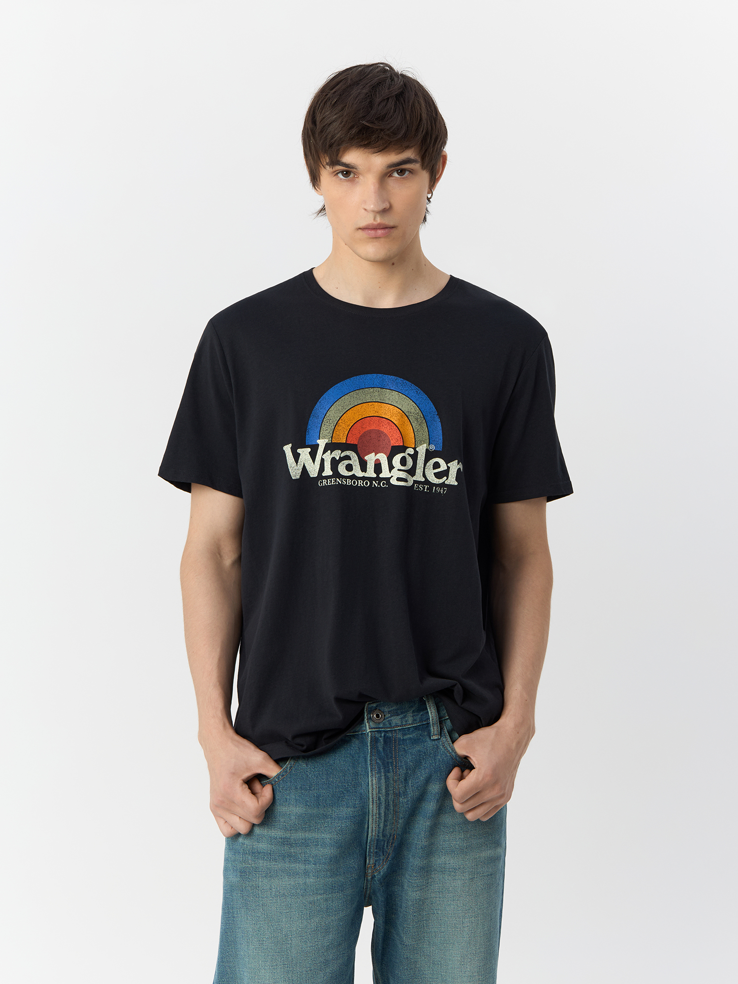 

Футболка мужская Wrangler 112146356 черная M, Черный, 112146356