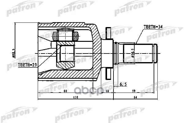 

Шрус Внутренний Левый 34x31x29 Chevrolet Lacetti/Optra (J200) 03-08 PATRON арт. PCV1773