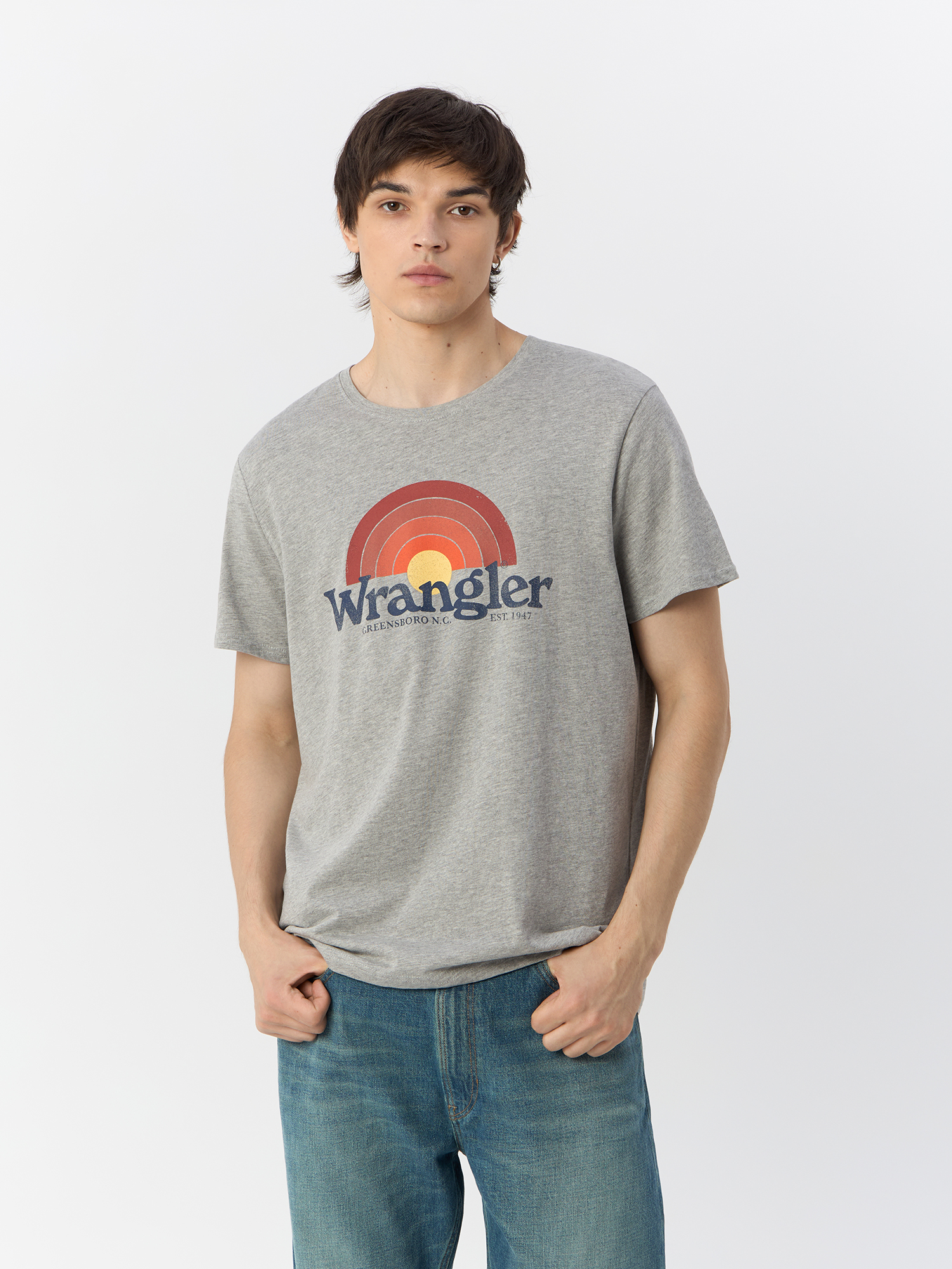 

Футболка мужская Wrangler 112146357 серая M, Серый, 112146357