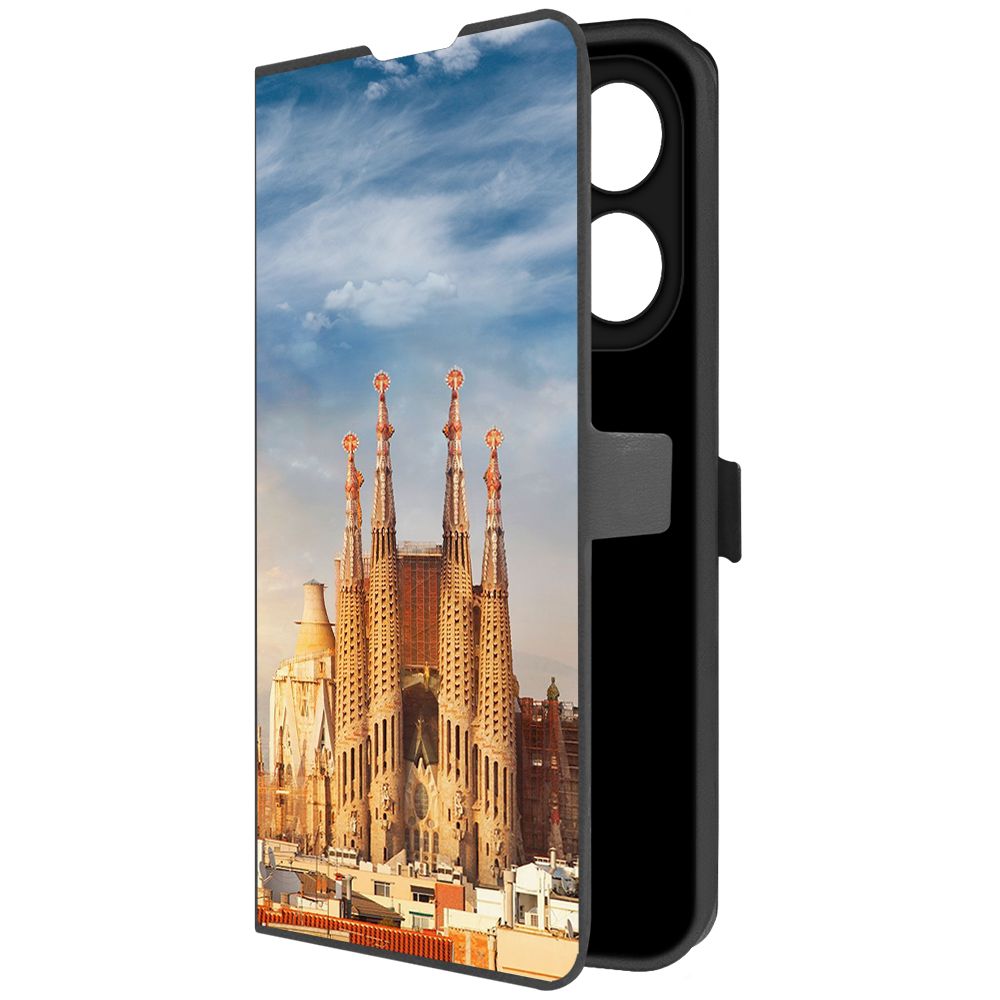 Чехол-книжка Krutoff Eco Book для TECNO Spark 20 Pro Испания, Саграда Фамилия (черный)