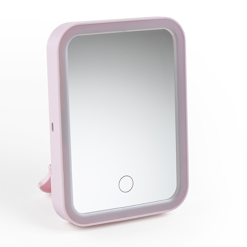 Зеркало с подсветкой и сенсорной кнопкой для макияжа LED Makeup Mirror W0372 розовое