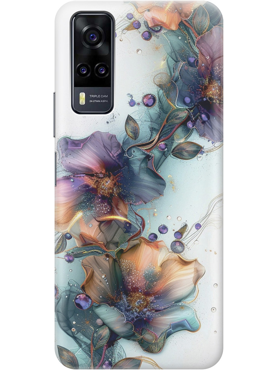 

Силиконовый чехол на Vivo Y31/Y53s 4G/Y51 2020 с принтом "Мистические цветы", Прозрачный;белый;зеленый, 743438310
