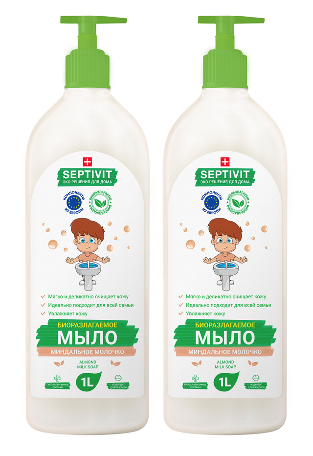 фото Набор мыло миндальное молочко + мыло миндальное молочко septivit premium 1л+1л