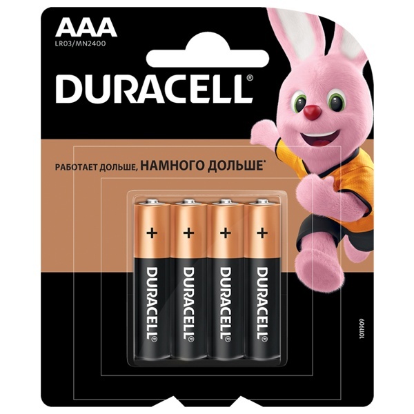 Батарейка DURACELL SIMPLY LR03/MN2400, блистер, (1 уп - 4 шт), AAA