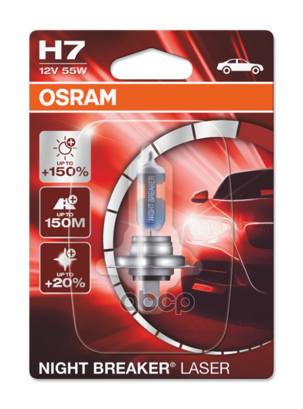 

Лампа г/с H7 (55W) PX26d Night Braker Laser +150% блистер 12V 64210NL-01B 4052899991187