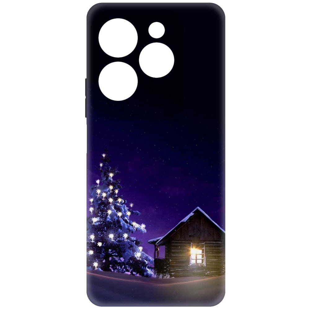 

Чехол-накладка Krutoff Soft Case Зимний домик для INFINIX Hot 40 черный