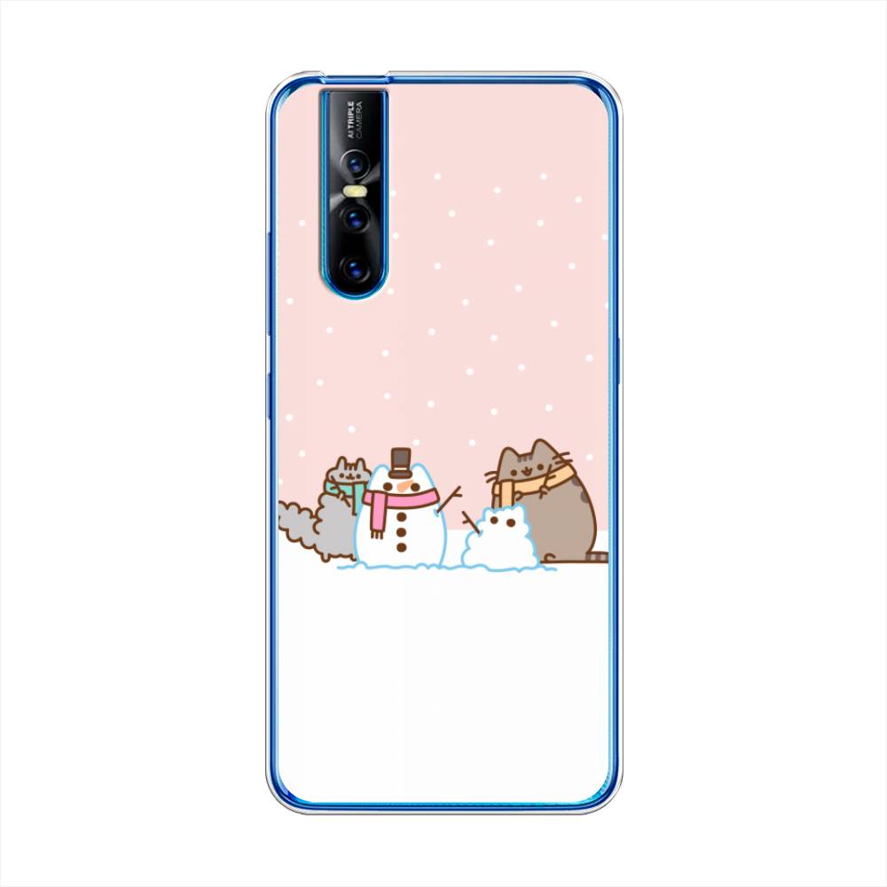 

Чехол для Vivo V15 Pro "Котики в снегу", Розовый;белый;серый, 261150-5