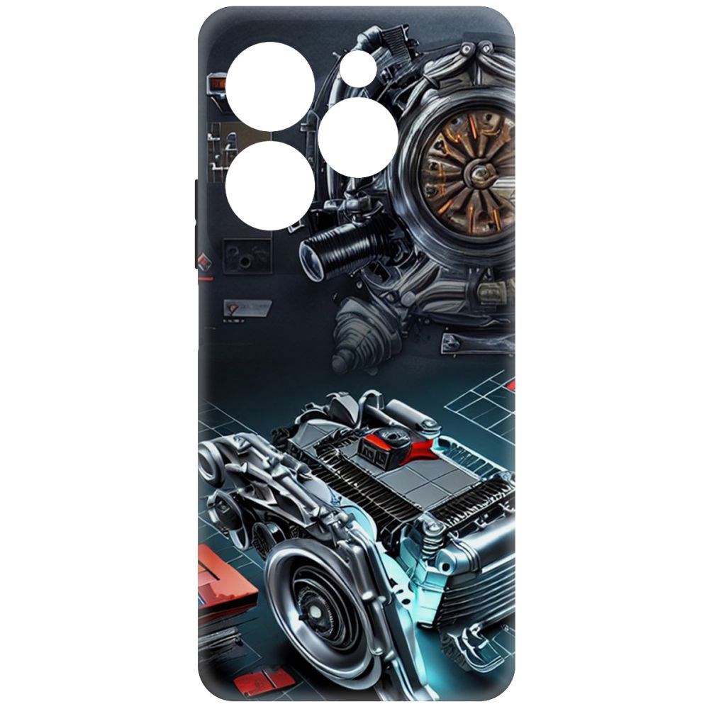 

Чехол-накладка Krutoff Soft Case Моторы для INFINIX Hot 40 черный
