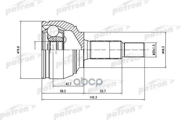 

Шрус Наружн К-Кт 23x49x22 Lada Largus 16v / Nissan: Micra 03- PATRON арт. PCV1443
