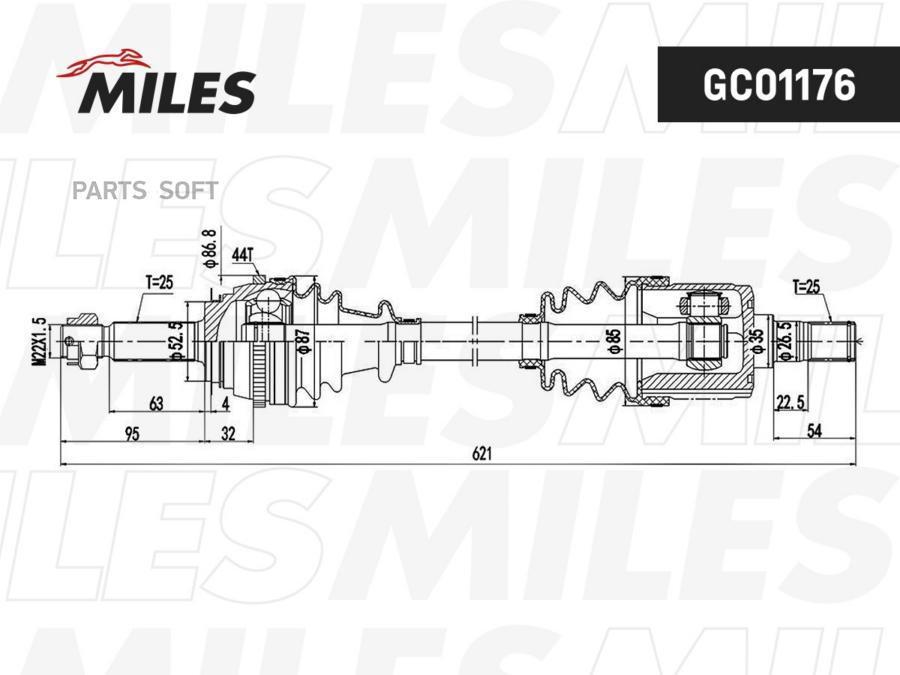 

Привод в сборе левый HYUNDAI ACCENT 03- (ТАГАЗ) MT GC01176