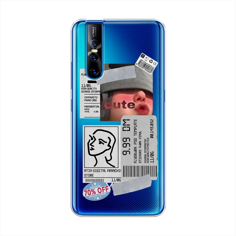 

Чехол для Vivo V15 Pro "Cute girl collage", Розовый;серый;голубой, 261150-6