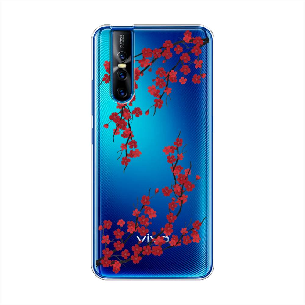 

Чехол для Vivo V15 Pro "Красная сакура", Красный;черный, 261150-2