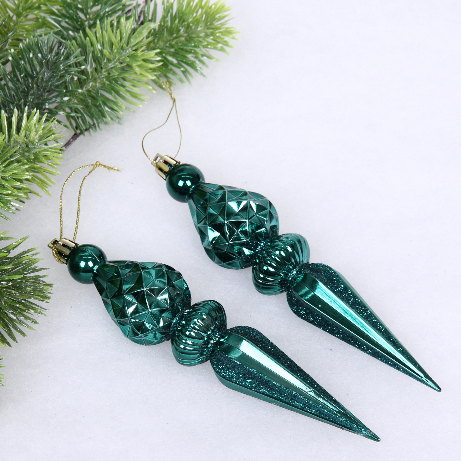 Елочная игрушка Серпантин Сосулька Зимнее счастье 4 шт Изумруд 17 см 515₽