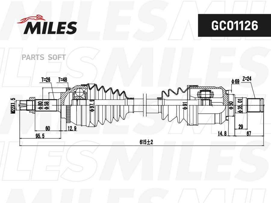 

Привод В Сборе Toyota Avensis 2.0d 03- Лев.(Abs) Miles арт. GC01126
