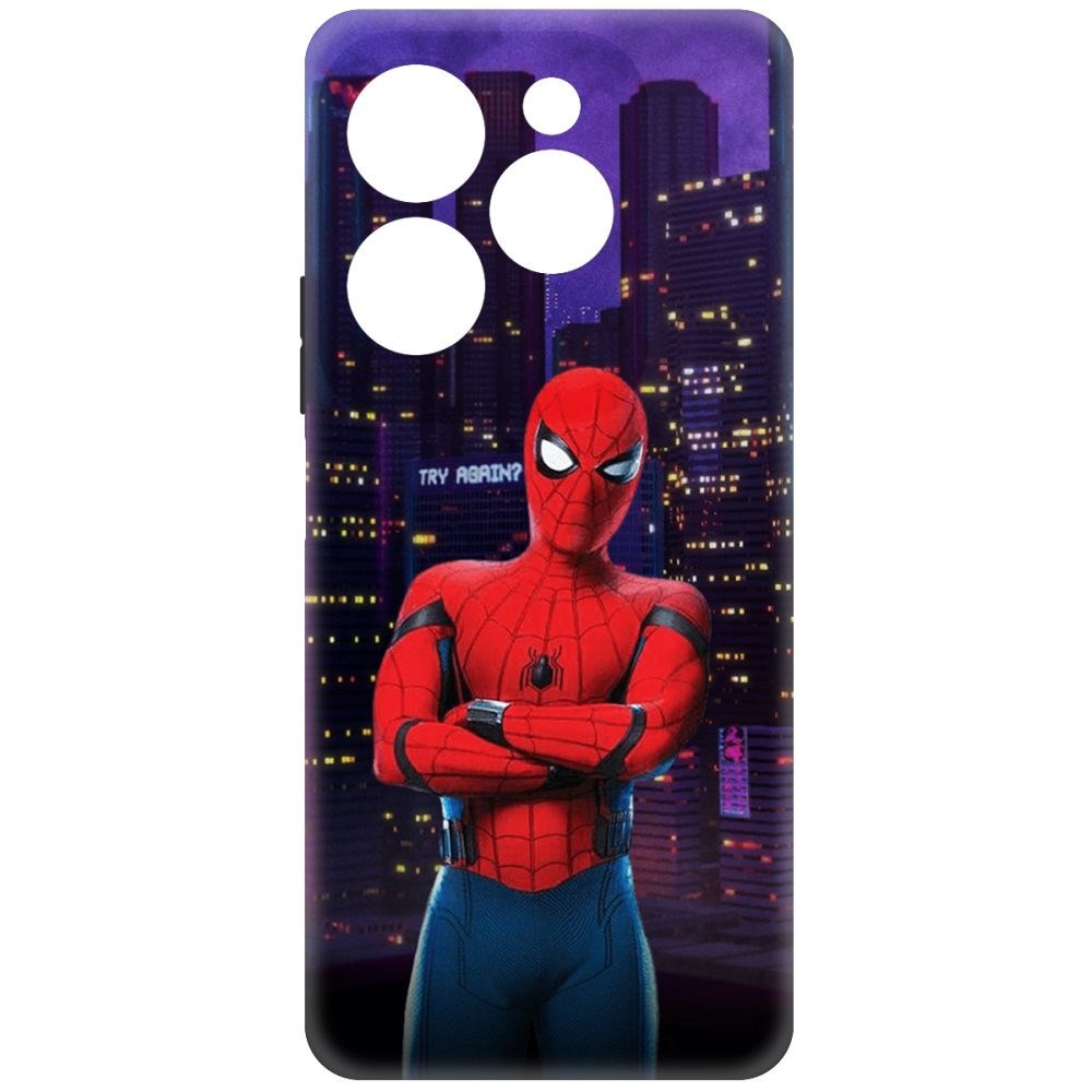 

Чехол-накладка Krutoff Soft Case Человек-Паук. На крыше для INFINIX Hot 40 черный
