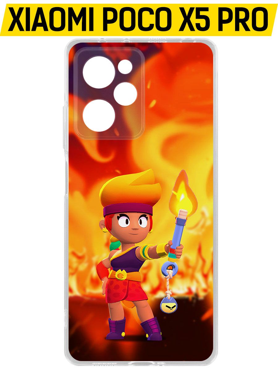

Чехол-накладка Krutoff Clear Case Brawl Stars-Амбер для Xiaomi Poco X5 Pro, Прозрачный