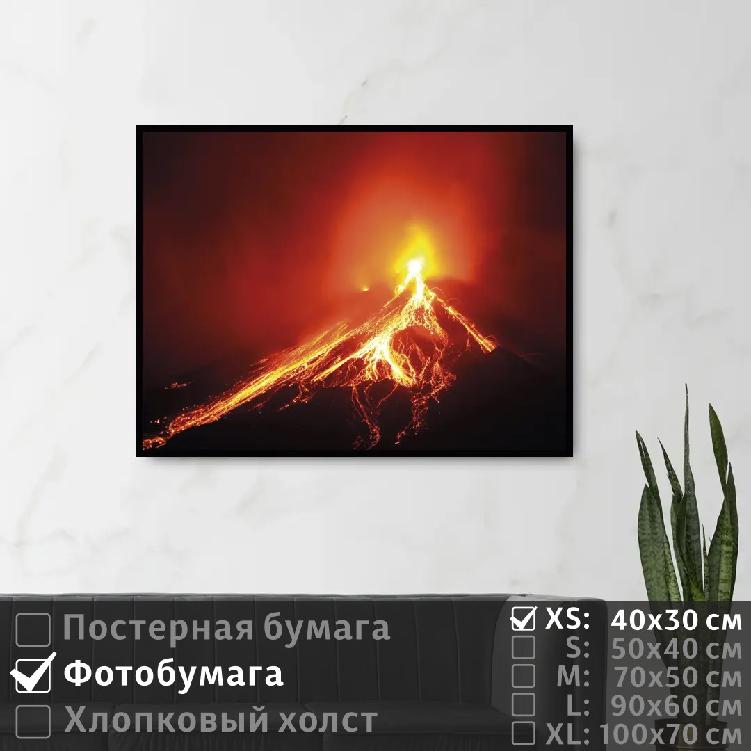 

Постер на фотобумаге ПолиЦентр Извержение вулкана 40х30 см, ИзвержениеВулкана