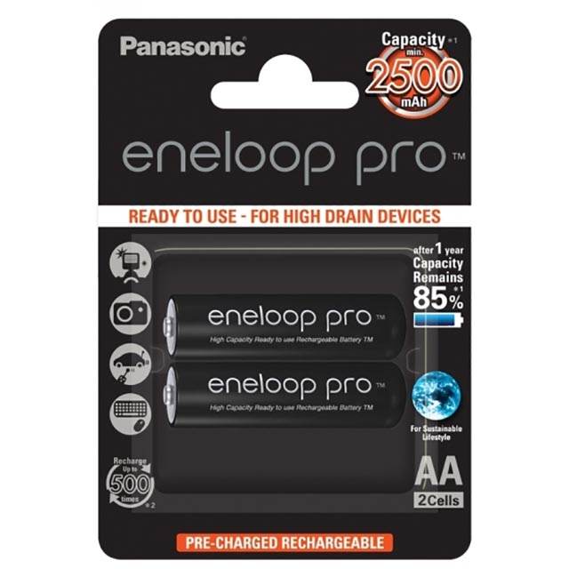 

Аккумулятор Panasonic eneloop pro AA (LR6) / 1.2 В/ 2500 мАч/ NiMH 2 штуки в блистере