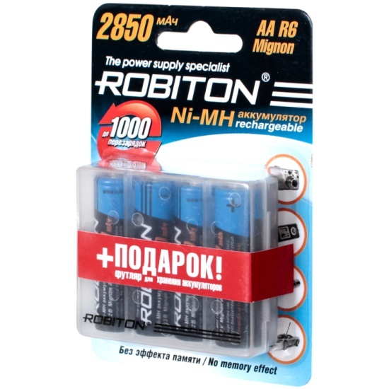 Аккумулятор ROBITON АА/ 1.2 В/ 2850 мАч/ NiMH 4 штуки в блистере + box