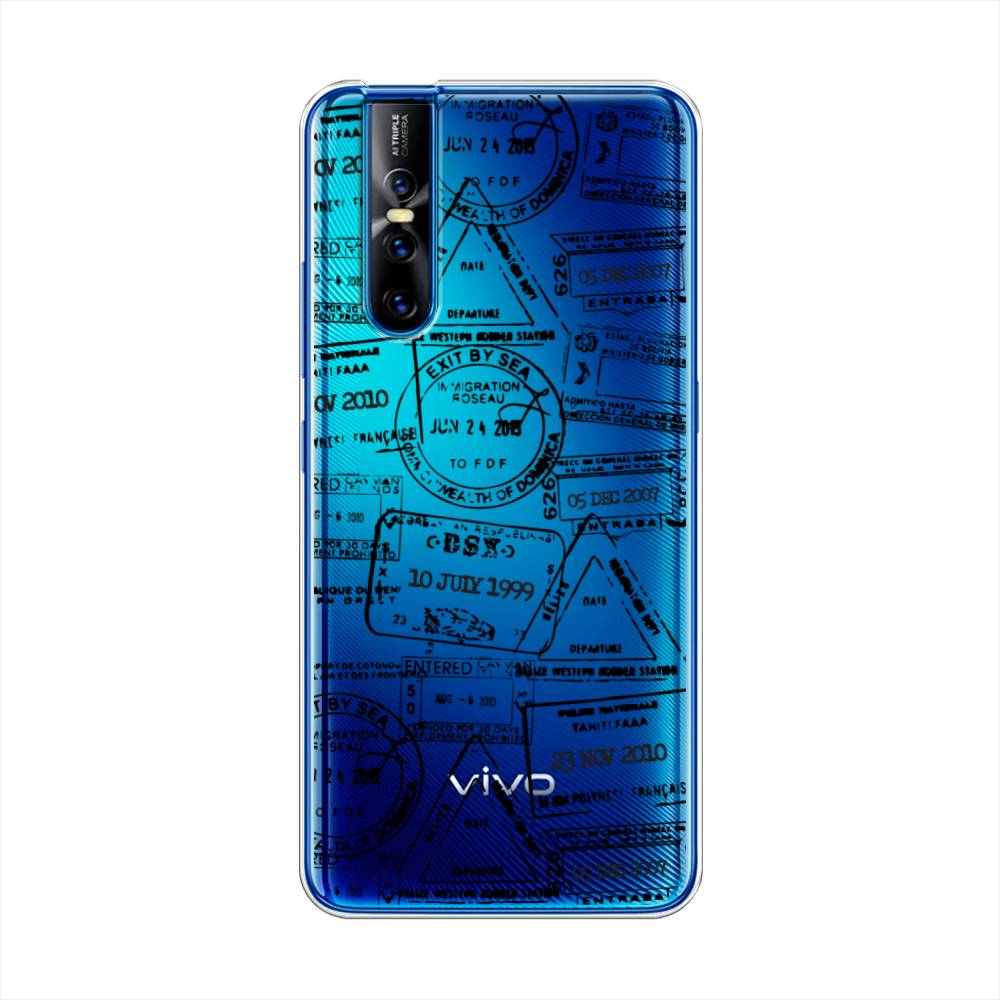 

Чехол для Vivo V15 Pro "Visa stamps 2", Белый;черный;серый, 261150-2
