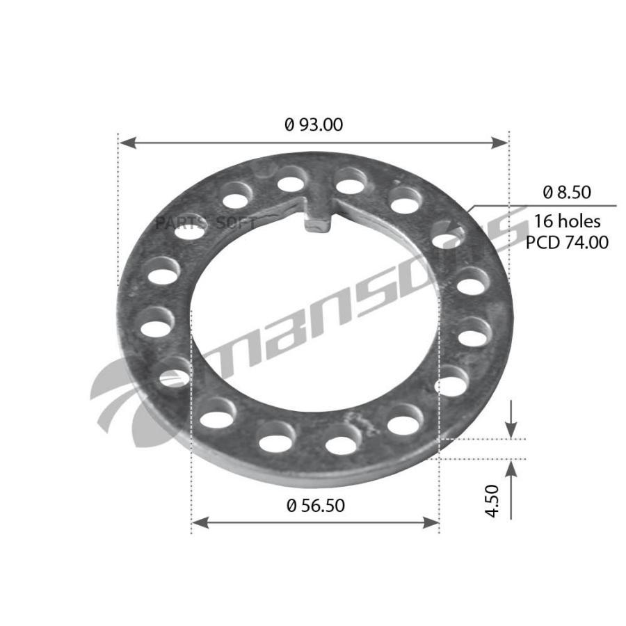 

600.163_Кольцо Ступицы Металл Стопорное D56,5Хd93Х8.5Mm 16Отв.Sаf MANSONS 600163
