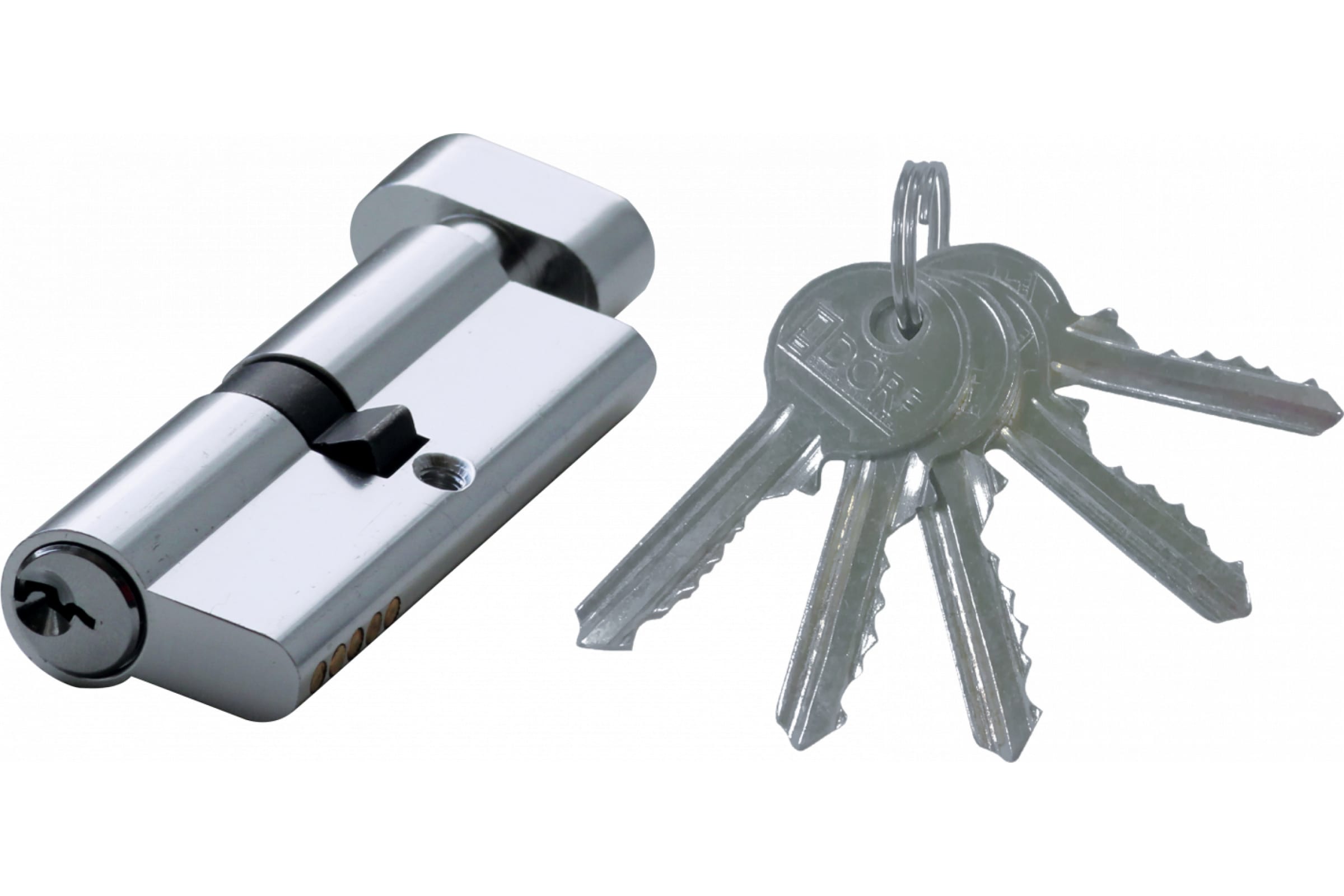 фото Dorf цилиндр замка ключ/барашек, английский, 5 ключей, никель 40*40 00-00005107