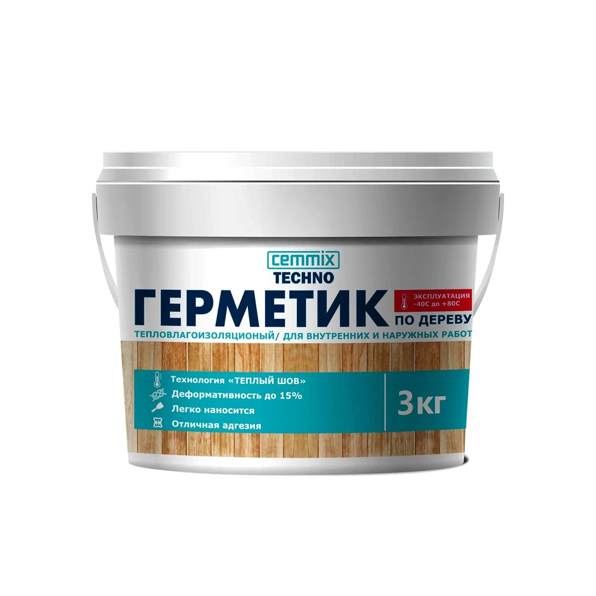 Герметик акриловый для дерева Cemmix Теплый шов, 3 кг, белый