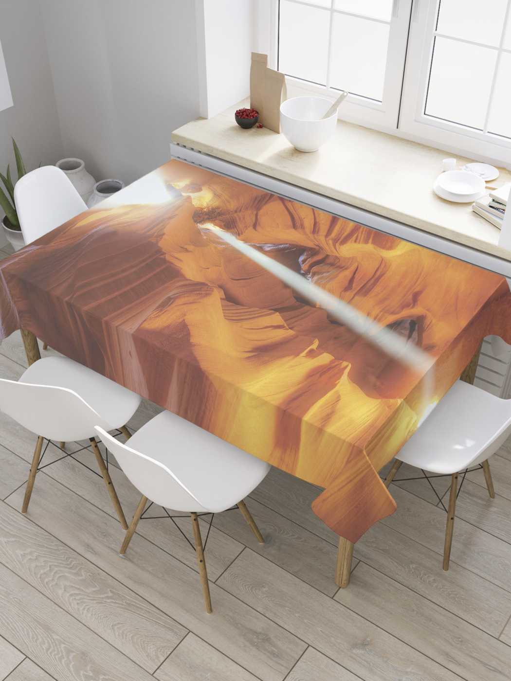 

Скатерть прямоугольная JoyArty "Солнечный луч в каньоне Антилопы" из сатена, 120x145 см, Оранжевый, Солнечный луч в каньоне Антилопы