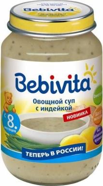 Пюре Bebivita овощной суп с индейкой с 8 месяцев 190 г