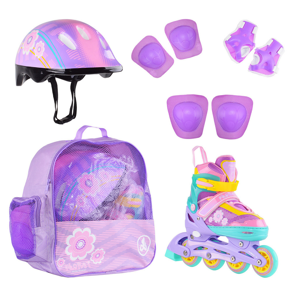 фото Раздвижные роликовые коньки alpha caprice floret violet шлем, защита, сумка s:31-34