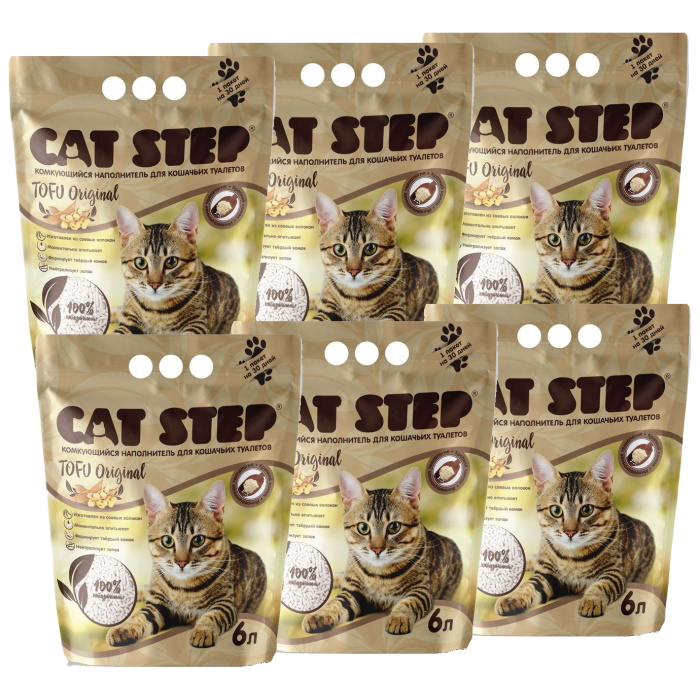 Наполнитель Cat Step Tofu Original растительный комкующийся 6х6л