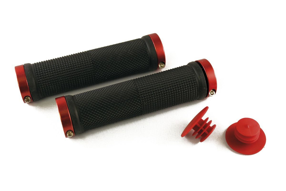 Ручки-грипсы велосипедные CLO201 3-156 резиновые 130мм черно-красные анодир CLARKS