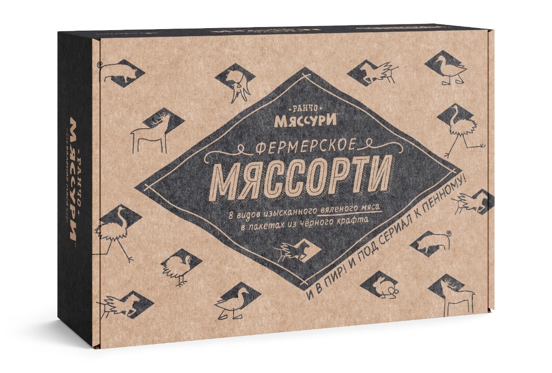 

Вяленое мясо Ранчо Мяссури Подарочный набор сушеное мясо к пиву Фермерское Мяссорти 320 г, набор подарочный ассорти