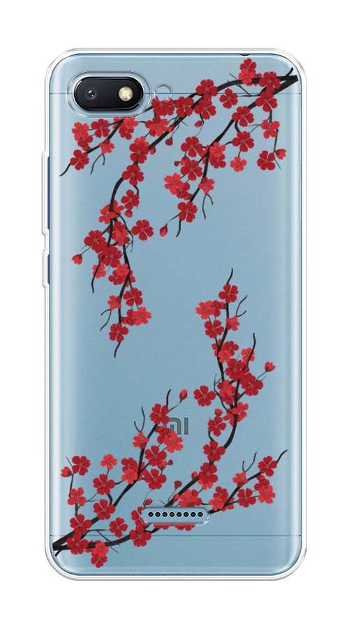 

Чехол на Xiaomi Redmi 6A "Красная сакура", Красный;черный, 34150-2