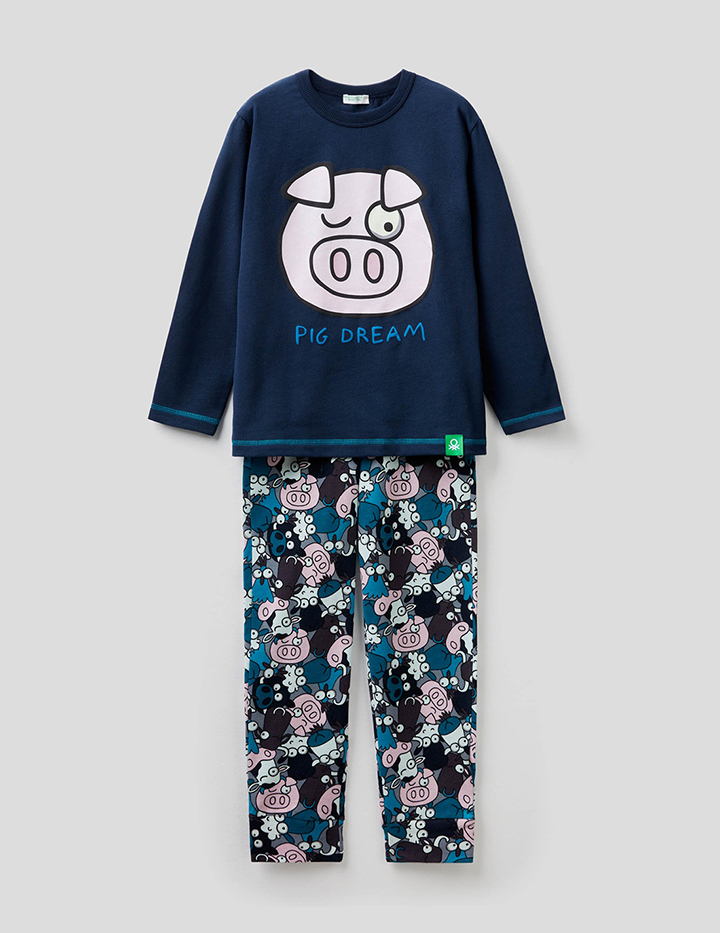

Пижама для мальчиков Benetton цв. синий р.128, 21A_3I8X0P2G4