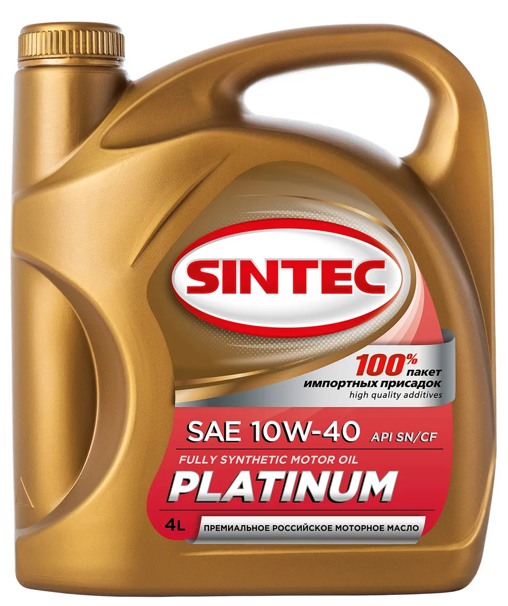 фото Моторное масло sintec platinum sae 10w-40 api sn/cf синтетическое 4 л