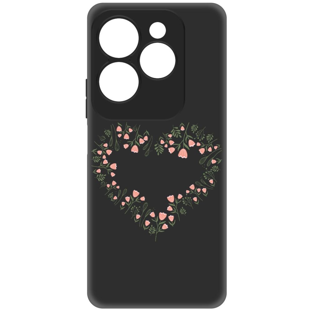 

Чехол-накладка Krutoff Soft Case Цветочное сердце для INFINIX Hot 40 Pro черный