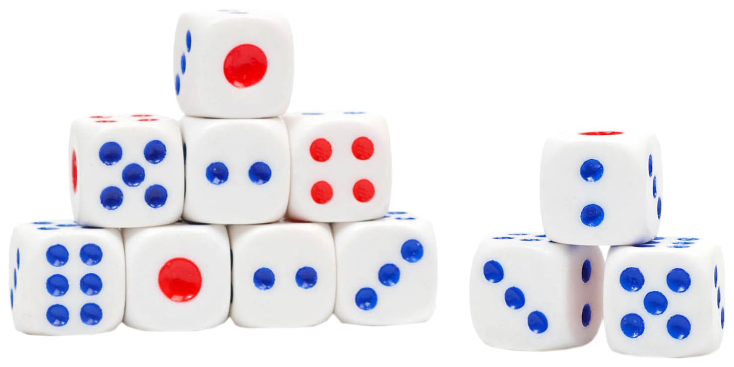 

Кости игральные 1,6х1,6 см, 100 шт, Белый