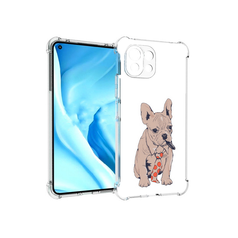 

Чехол MyPads Tocco для Xiaomi Mi 11 Lite бульдог с сигарой (PT159462.256.250), Прозрачный, Tocco