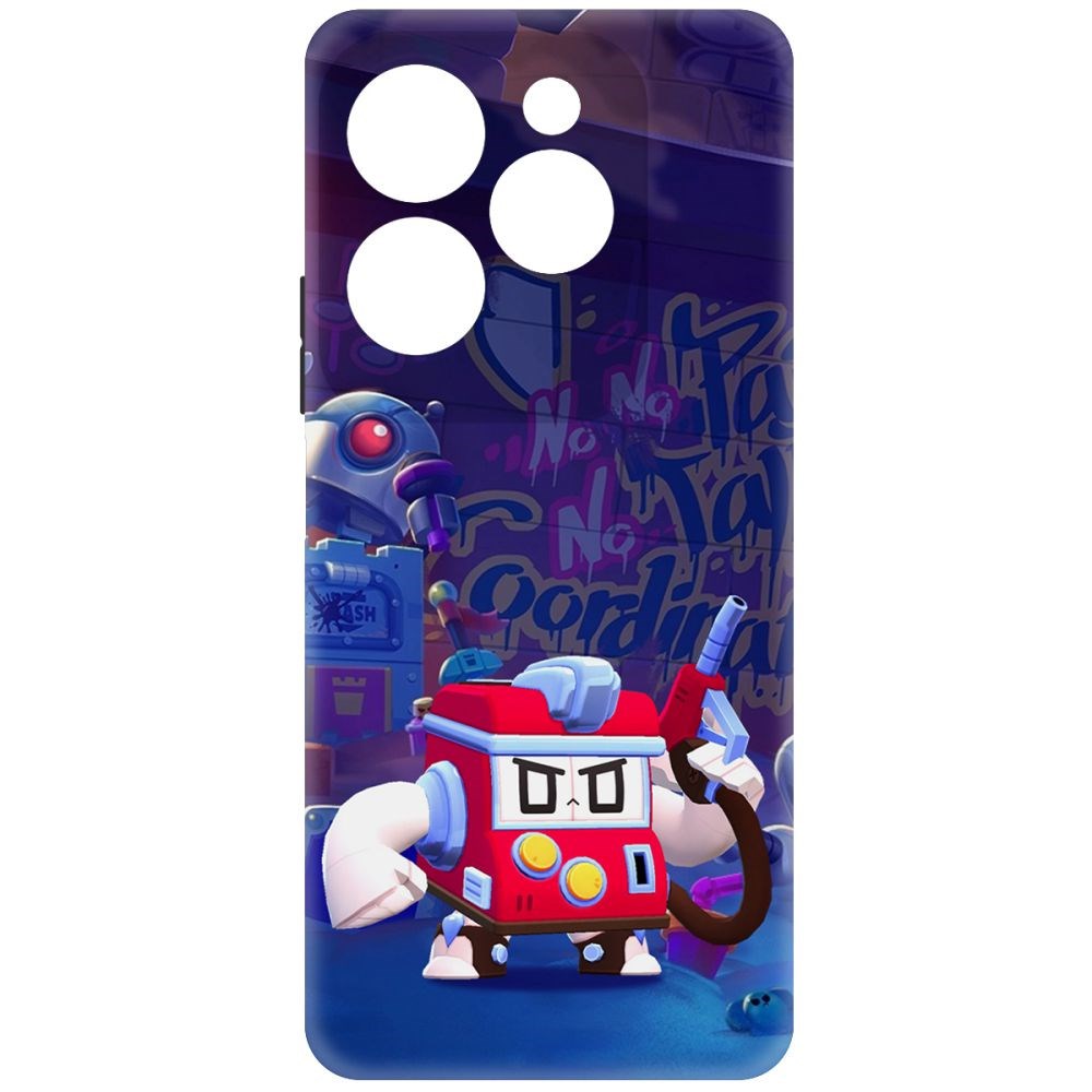 

Чехол-накладка Krutoff Soft Case Brawl Stars - V8-БИТ для INFINIX Hot 40 Pro черный