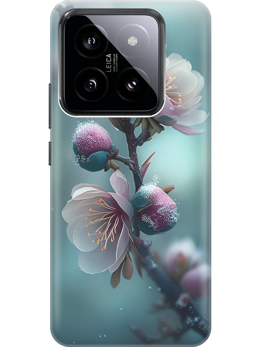 

Силиконовый чехол на Xiaomi 14 Pro с рисунком "Котик и нитки", Белый;голубой, 20012090