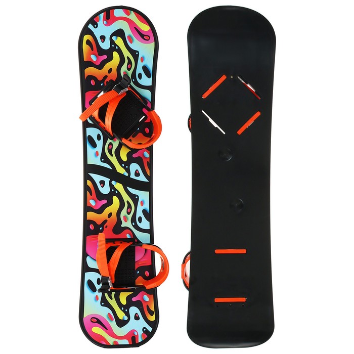 

Сноуборд пластиковый «Орнамент» с креплениями, Розовый;голубой;желтый;черный;белый;оранжевый;красный